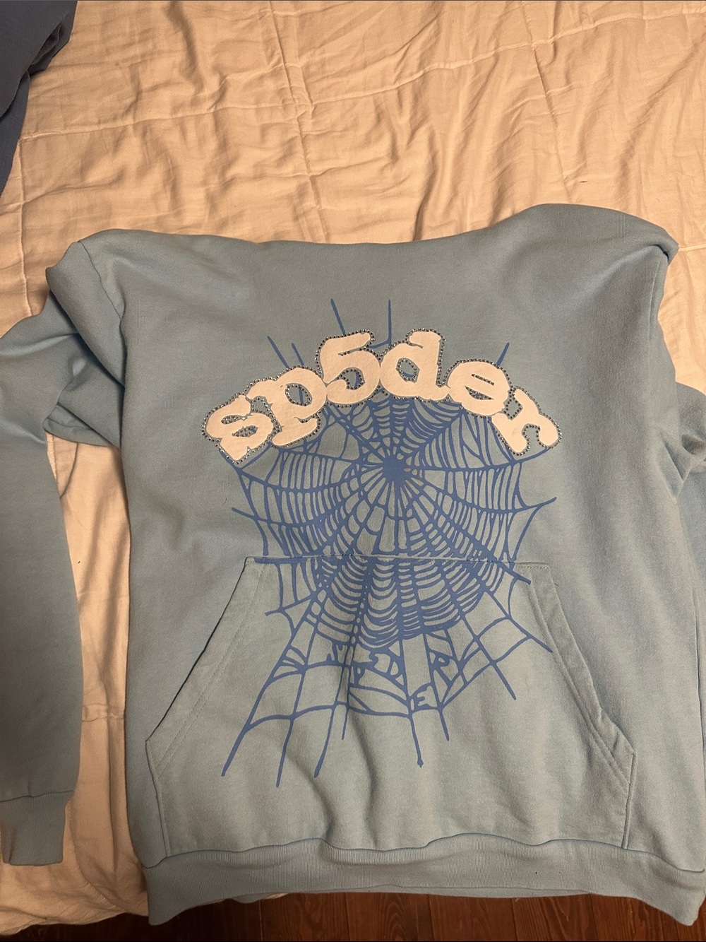 Light Blue Spider Graphic Hoodie Sweatshirt